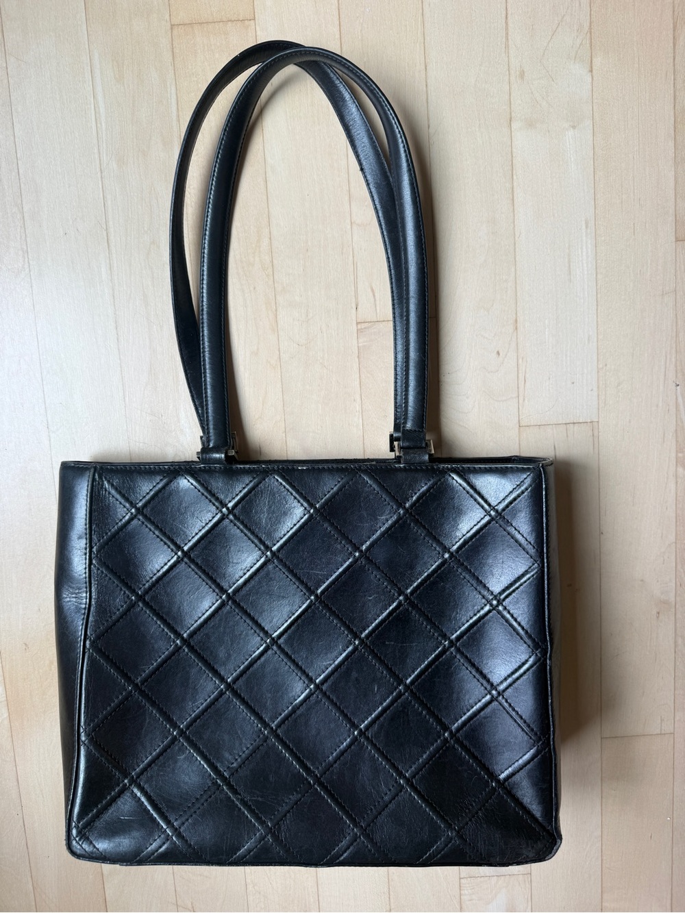 Vintage DKNY Black Quilted Leather Shoulder Bag